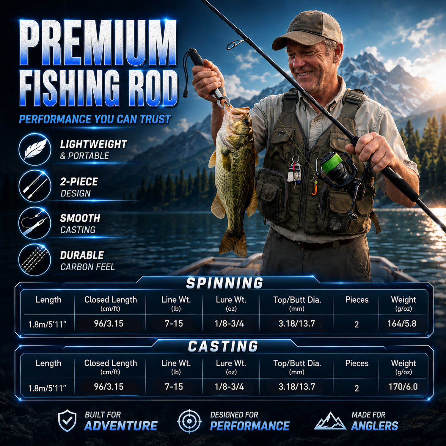 Wędka Sougayilang 1,8 m z komp – Fishing Boat Fiberglass recenzja i cena